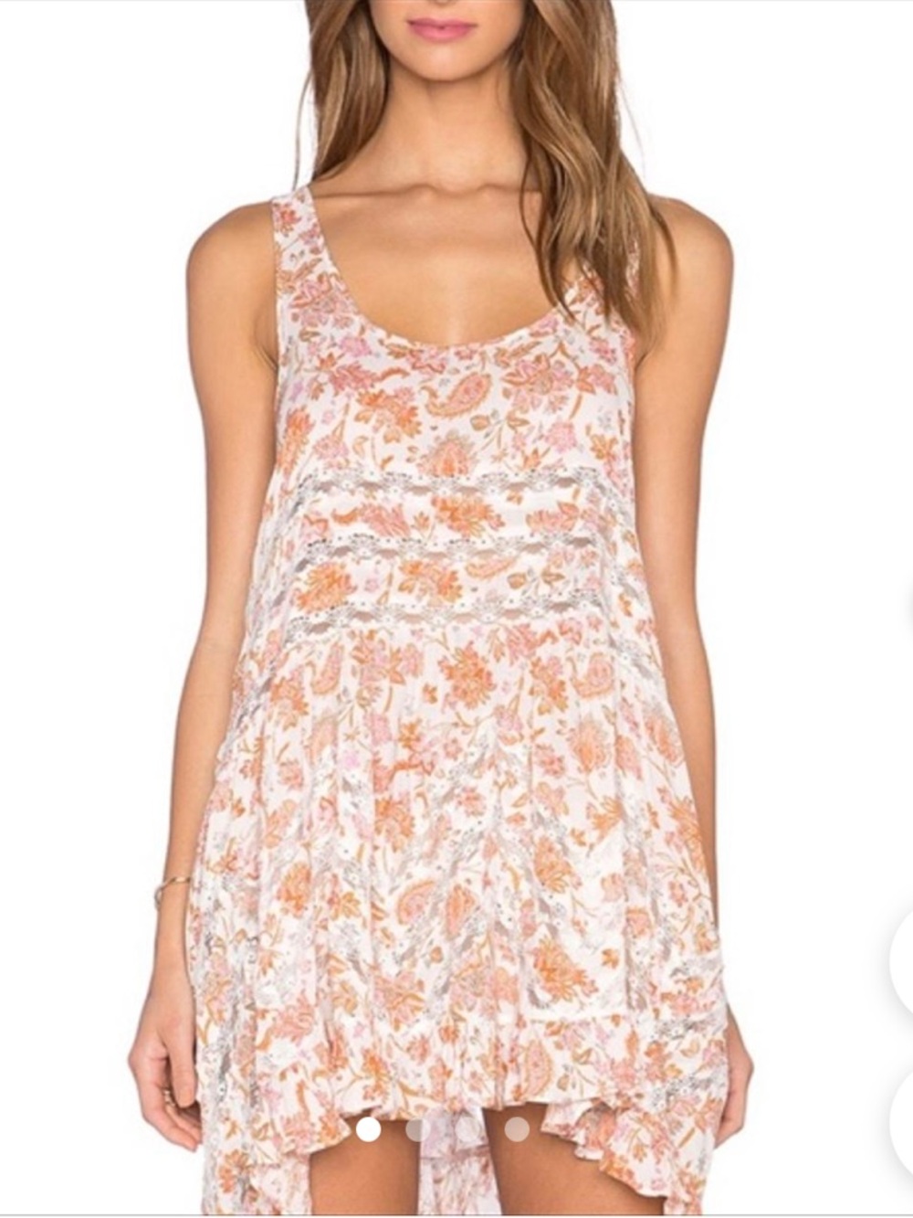 Free People Boho Paisley Lace Mini Dress Women’s S Ruffle Festival